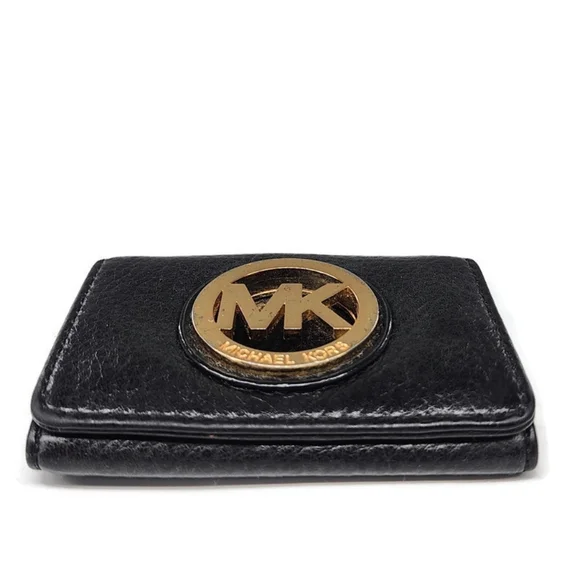 Michael Kors Fulton Black Pebbled Leather Business Credit Card Wallet - Picture 3 of 8